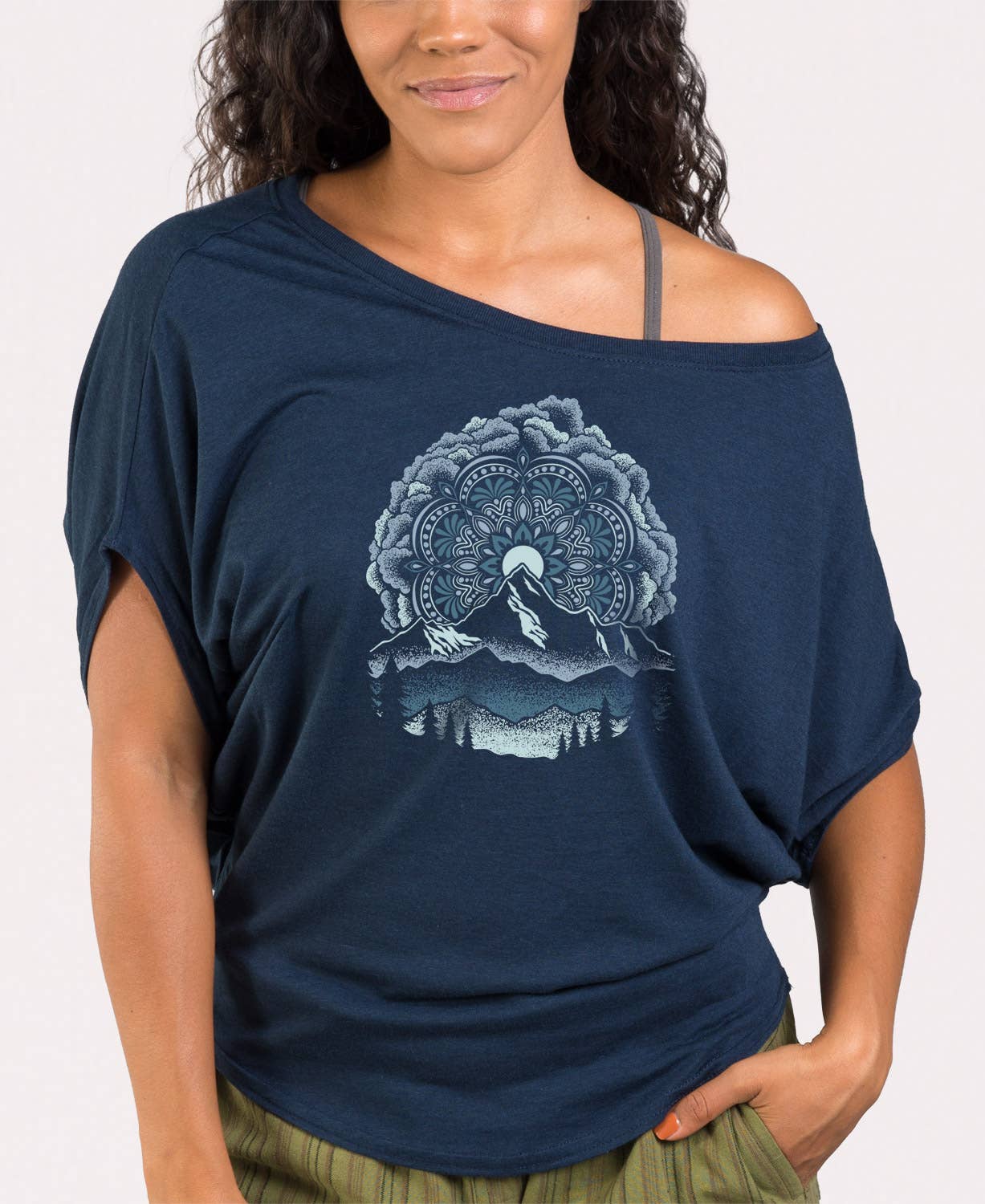 Summit Solstice Mandala Bamboo Viscose Dolman Top: Large