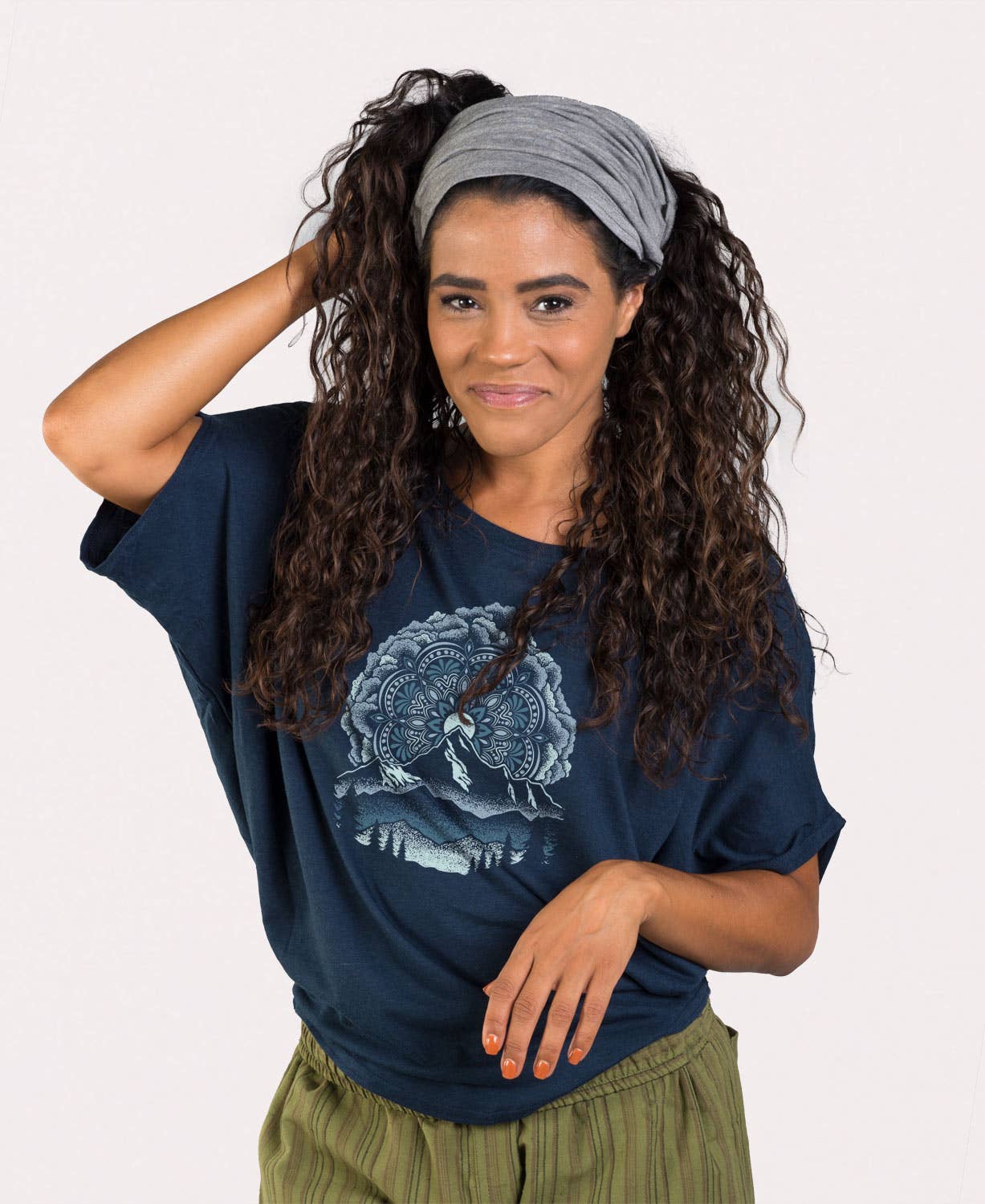 Summit Solstice Mandala Bamboo Viscose Dolman Top: Large