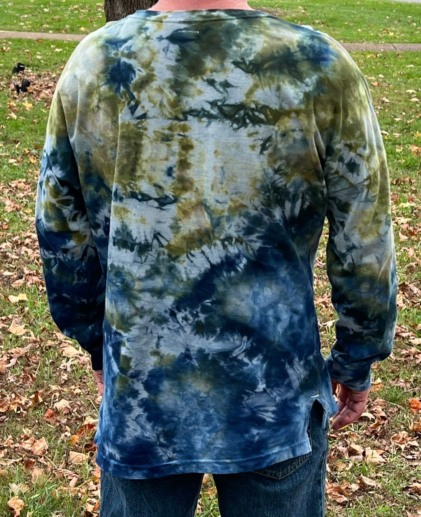 Ice Dyed One of a Kind Long Sleeved Crewneck in 100% Organic Cotton