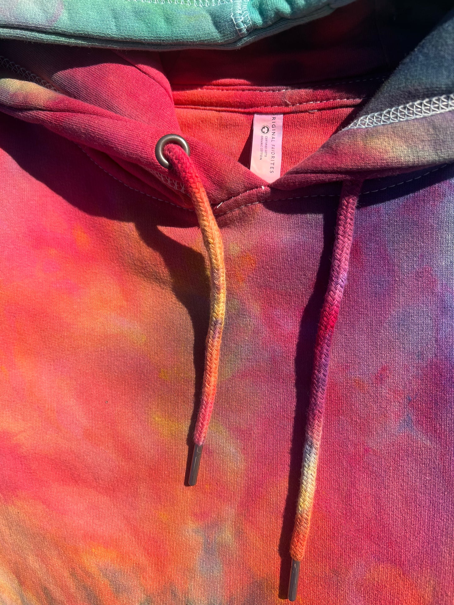 Frolix Fiberworx Original- Rainbow Ice-Dye Hoodie in Unisex Large- One of a Kind!