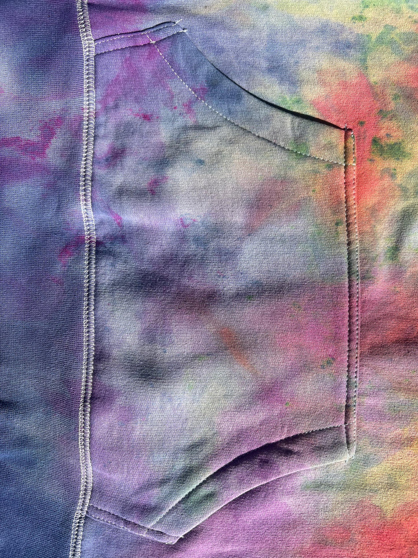 Frolix Fiberworx Original- Rainbow Ice-Dye Hoodie in Unisex Large- One of a Kind!