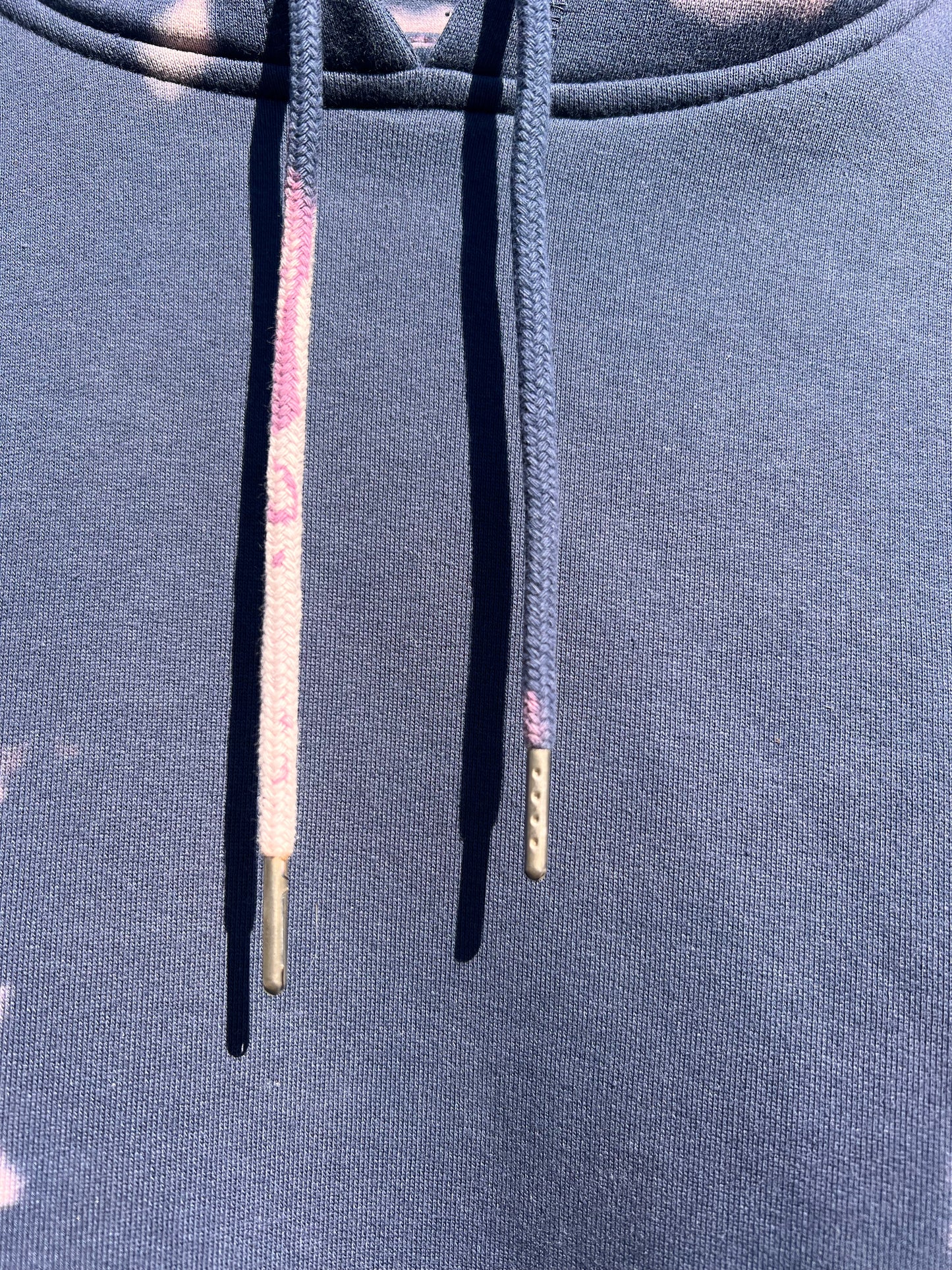 Frolix Fiberworx Original- Reverse Dye on Large Navy Hoodie- One of a Kind!