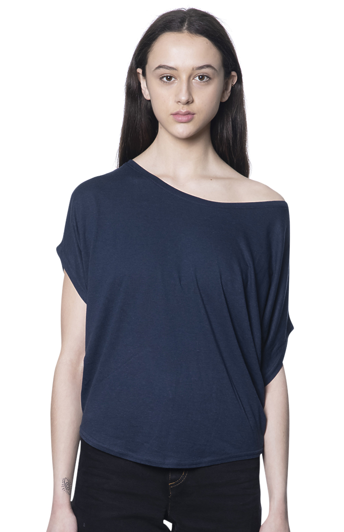 Bamboo/Cotton short drop sleeve top in Midnight