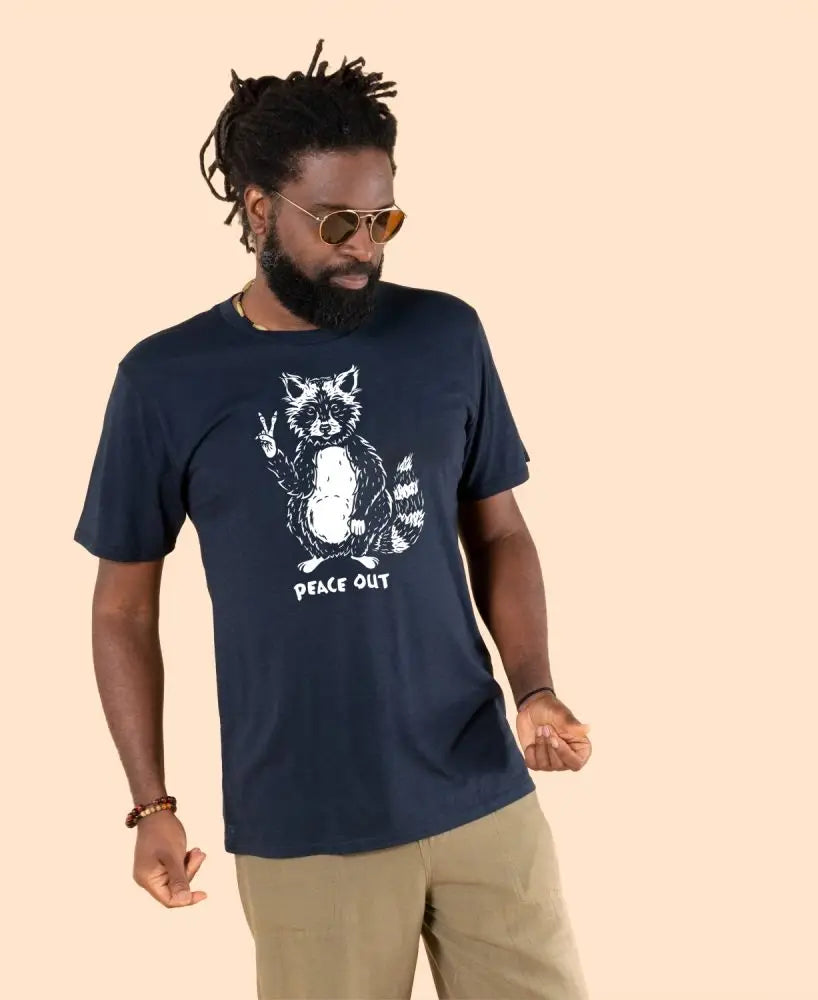 Peace Out Raccoon Organic T-Shirt by Soul Flower