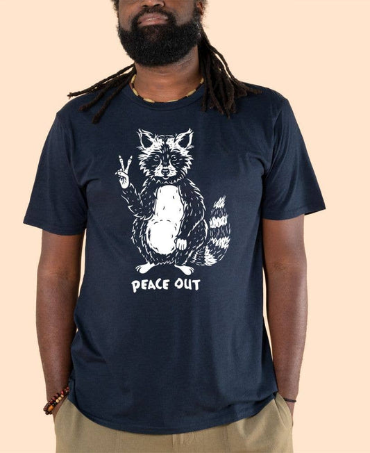 Peace Out Raccoon Organic T-Shirt by Soul Flower
